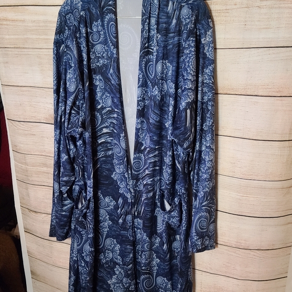 Zerdocean Blue Printed Long Cardigan, Size 4X - Picture 3 of 6